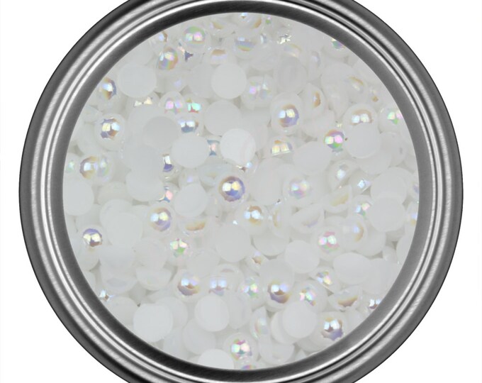 AB White Half Pearl Gems Flat Back Face Art Nail Art Scrapbook Phone Decoration Cabochon 2mm 3mm 4mm 5mm 6mm 8MM