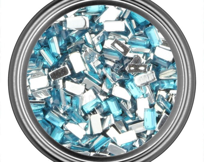 Blue Rectangle Rhinestone Gems Flat Back Face Art Nail Art Scrapbook Phone Decoration 3mm