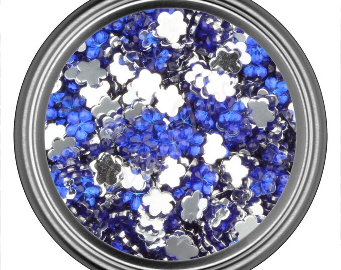Dark Blue Flower Rhinestone Gems Flat Back Face Art Nail Art Scrapbook Phone Decoration 3mm