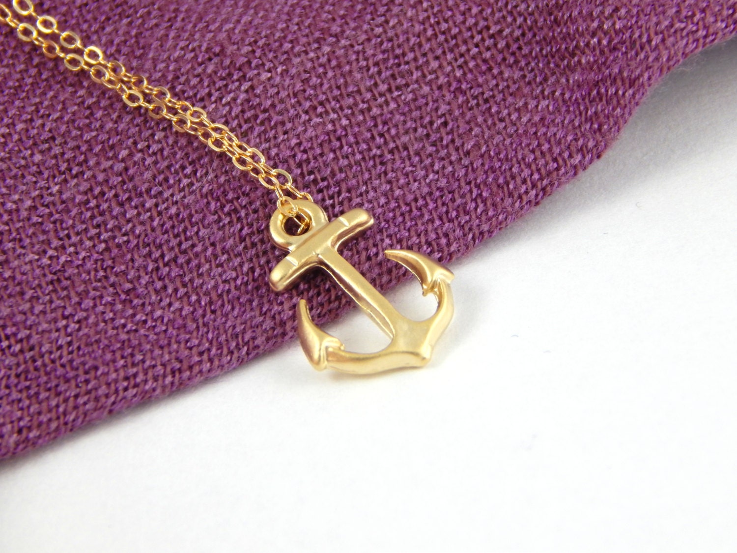 SALE Gold anchor necklace small anchor charm necklace gold