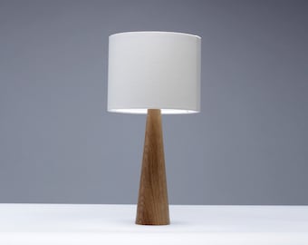 Oak table lamp Cone shape 41cm bedside