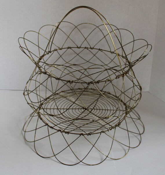 Wire Basket Folding Wire Basket Vintage Basket Decorative