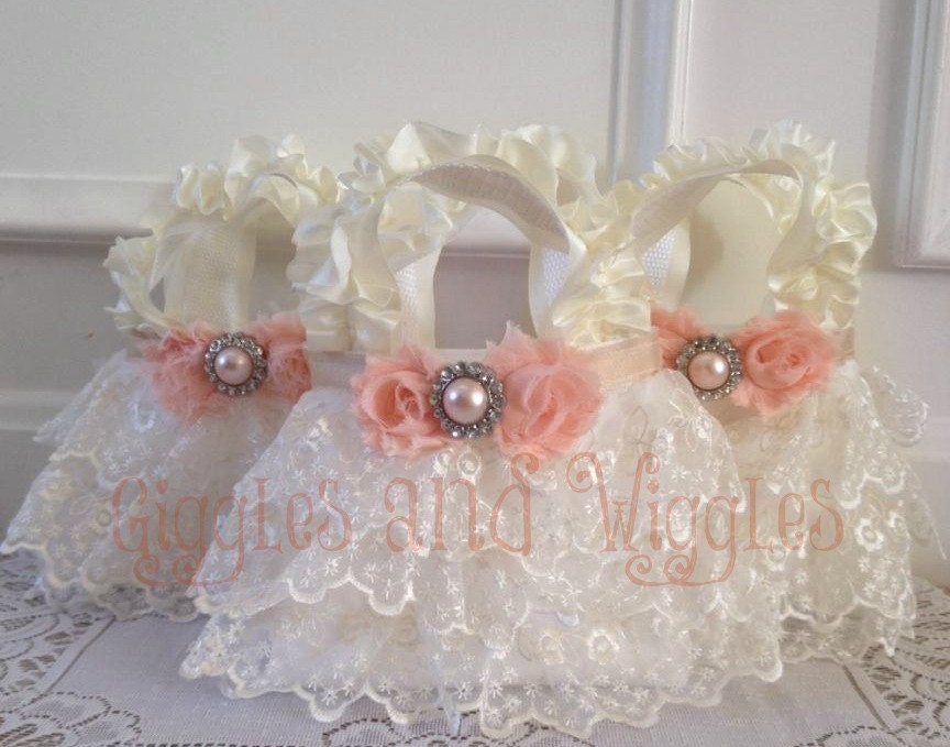 Ivory Blush Lace Flower Girl Purse Flower Girl Gift Birthday