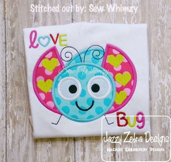Love Bug Appliqué Embroidery Design lady bug appliqué design
