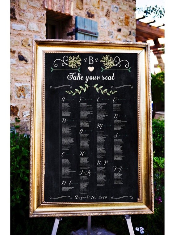 Chalkboard Wedding Table Assignments Board Table listings by