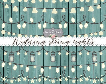 VECTOR Rustic String Lights Clipart, wedding invitation, Clipart lights, Wedding, Fairy Lights Clipart, Lampion , String Lights Clipart,