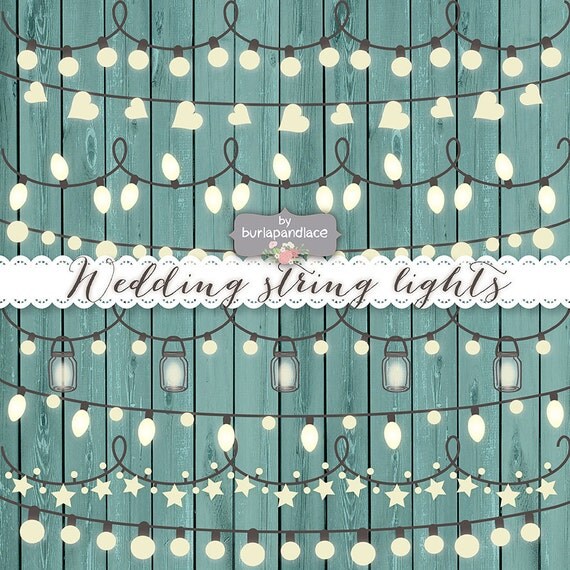 VECTOR Rustic String Lights Clipart wedding invitation