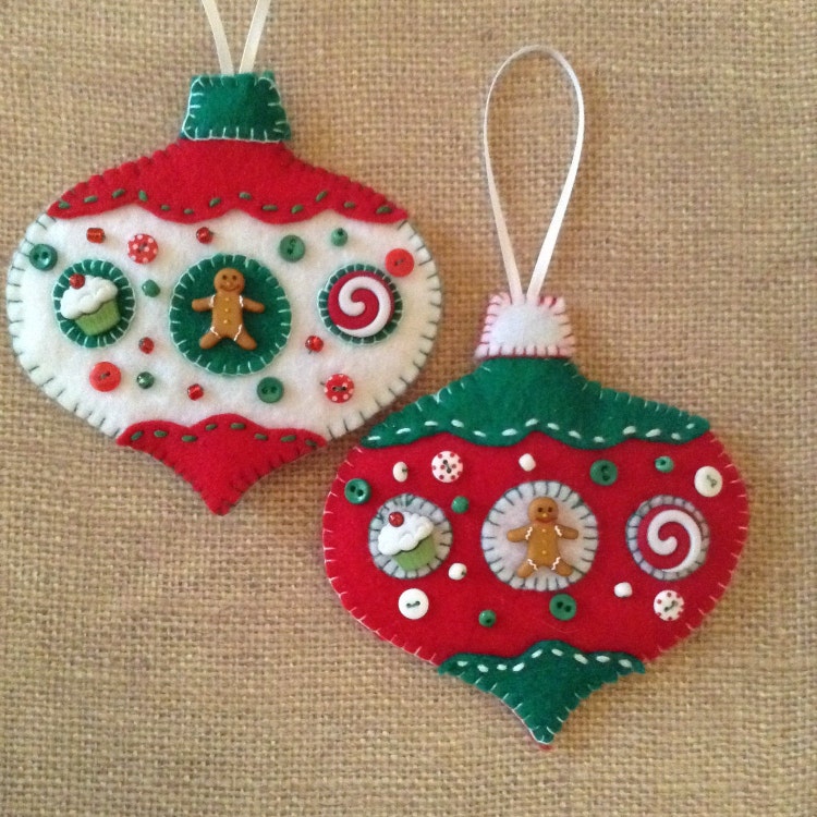 Gingerbread Felt Ornaments Christmas handmade by CraftsbyBeba