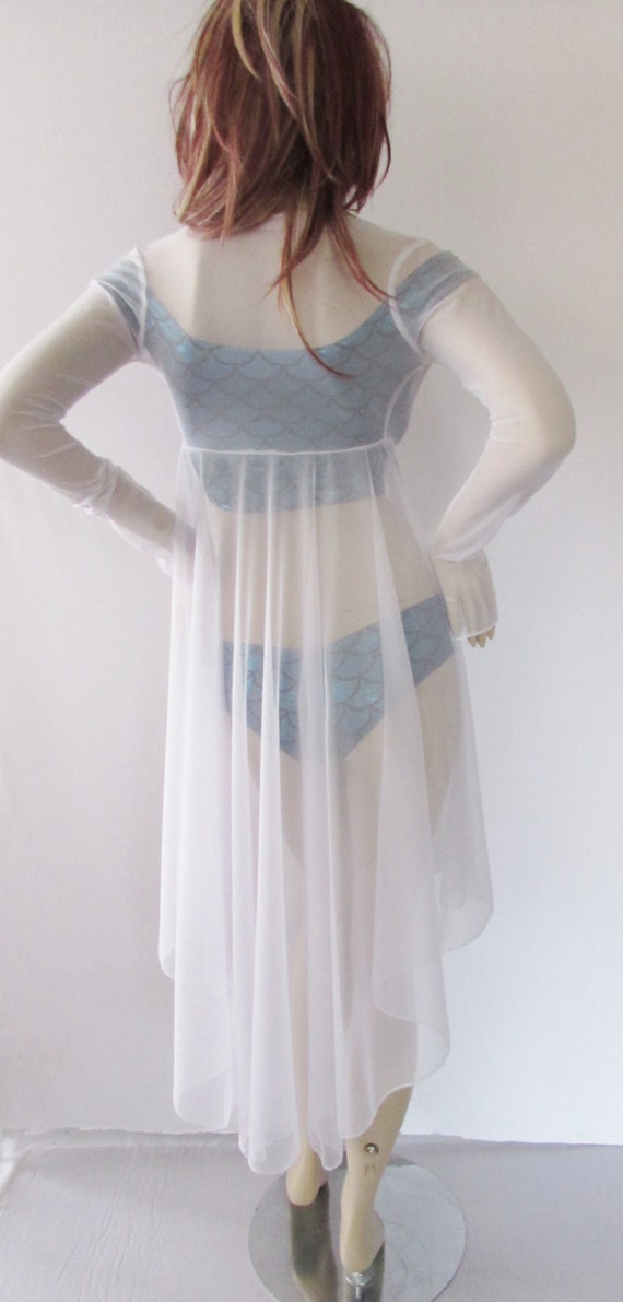 Sexy White Robe Tie front Sheer White Spandex long Sleeve Boho