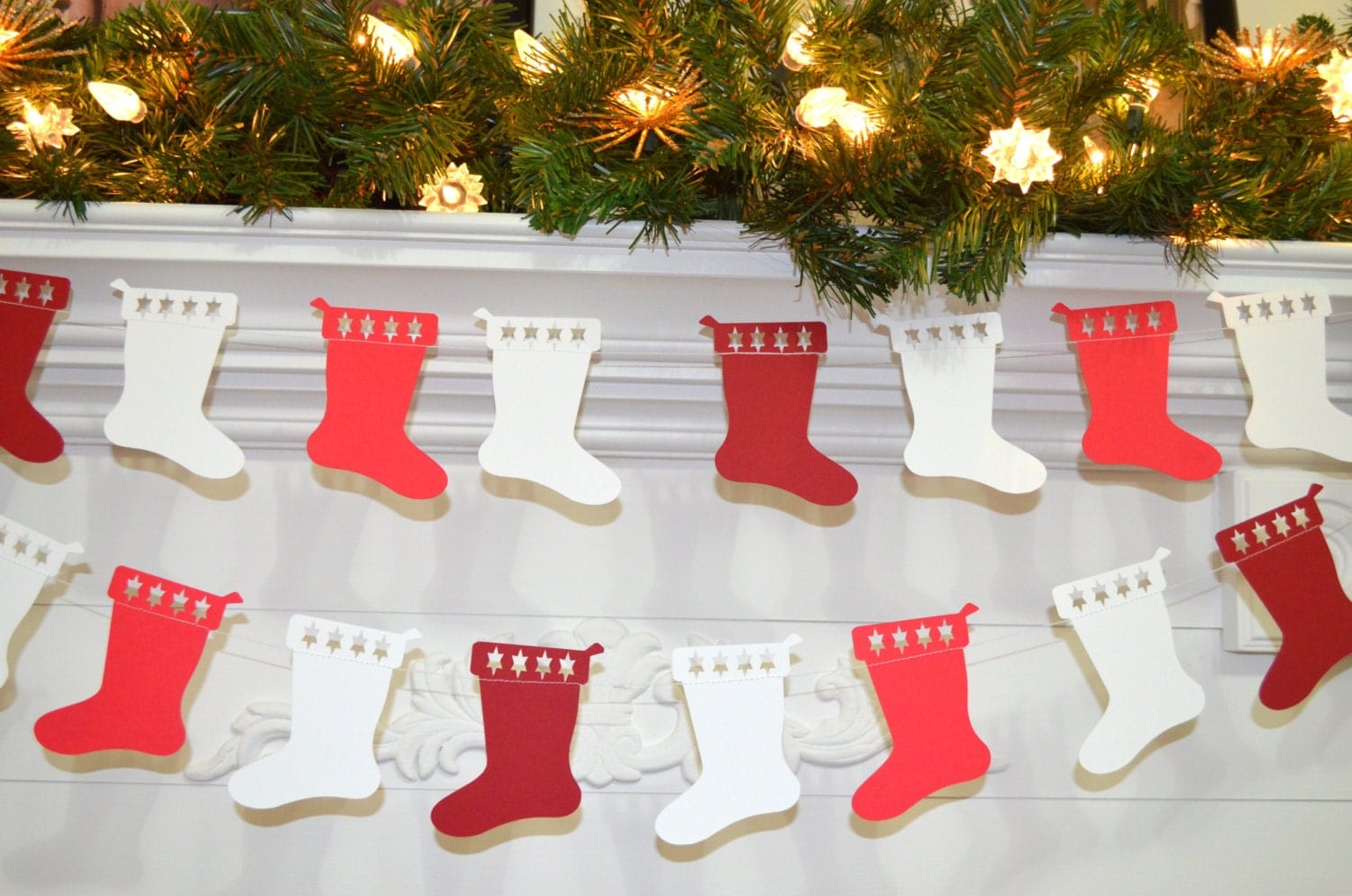 Christmas stocking garland paper stocking decor kids