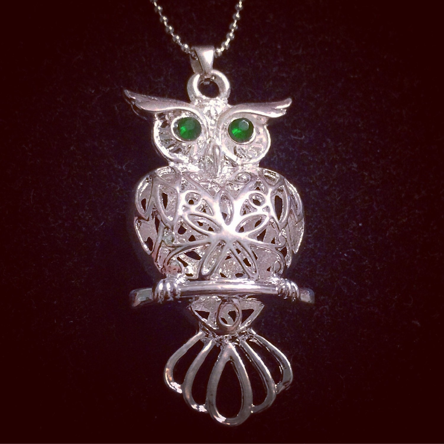 Sterling Silver Owl Pendant Necklace 20in Chain