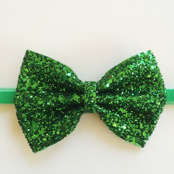 X-large Green glitter bow