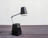 Mid Century Retro Black & Off - White Trim Presitigeline Foldable Articulating Desk Lamp / Pantone Era