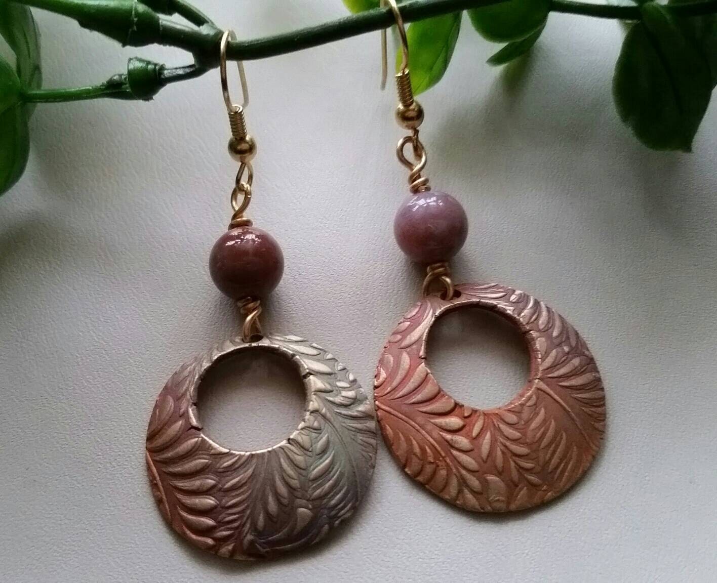 Bronze clay hoop earrings