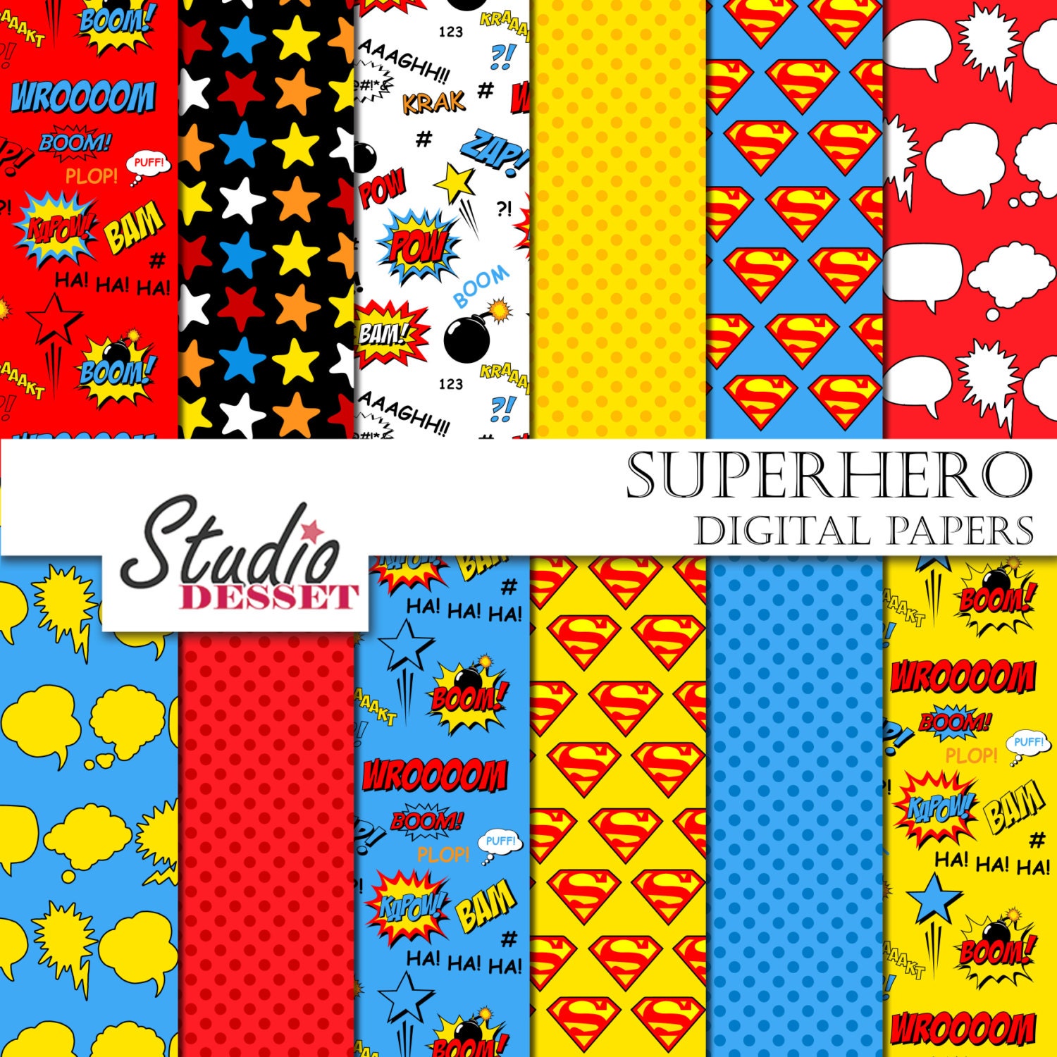 Superhero Digital Papers Superman Comics Super by StudioDesset