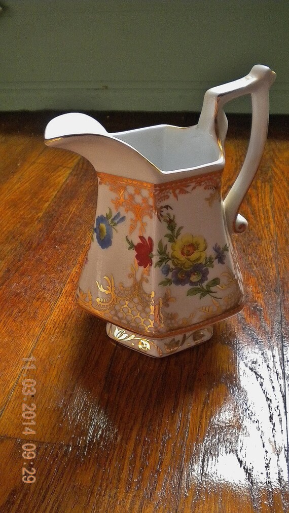 Vintage Royal Danube Floral Pitcher Vase Shabby Chic Victorian