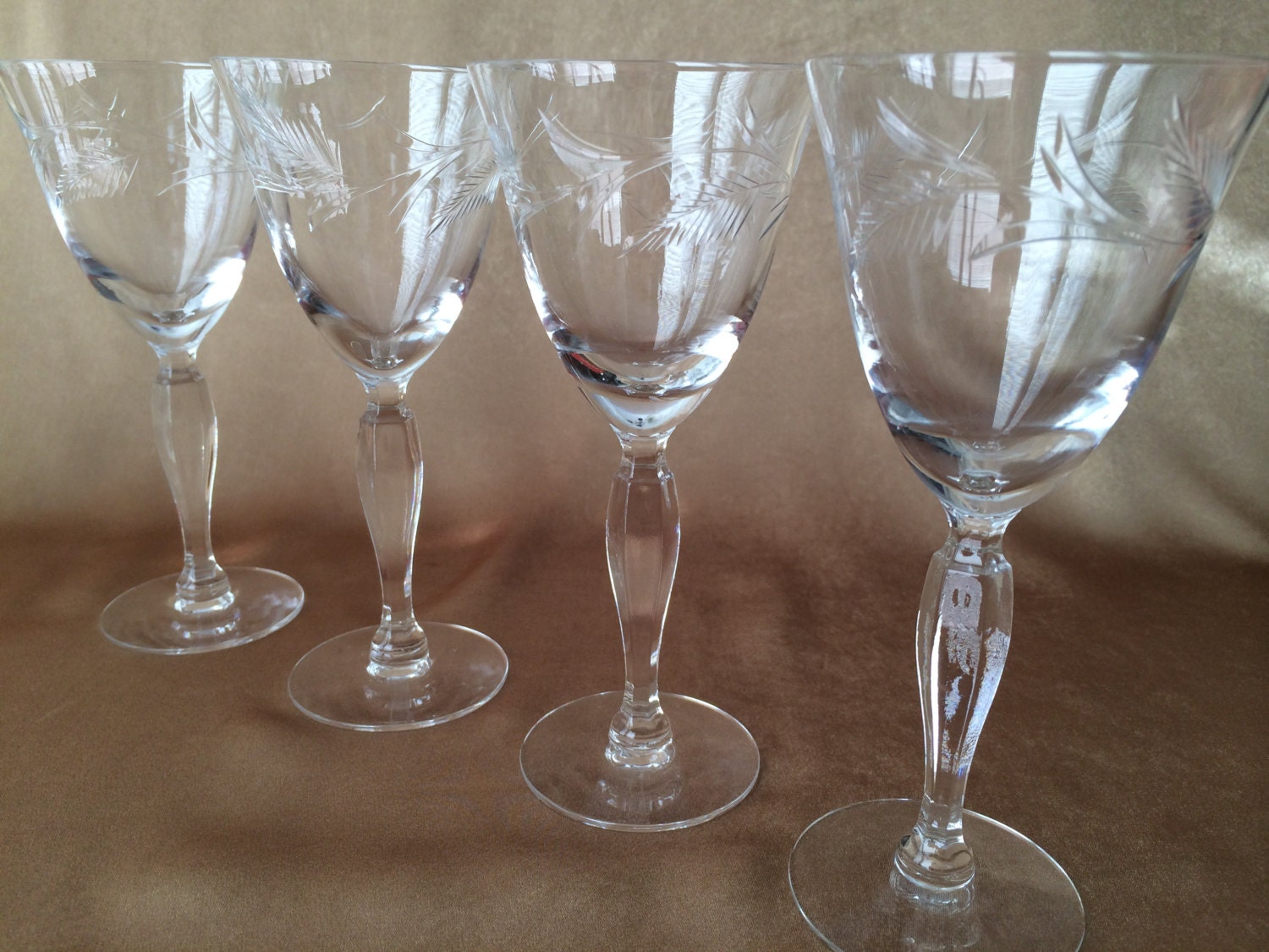 Etched Wine Glasses Crystal Glassware Sherry Or Cordial