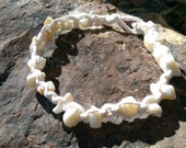 Natural Shell Nugget, White Hemp Anklet, Gift for Her, Surfer Girl, Beach Jewelry, Comfortable, FREE Shipping in USA