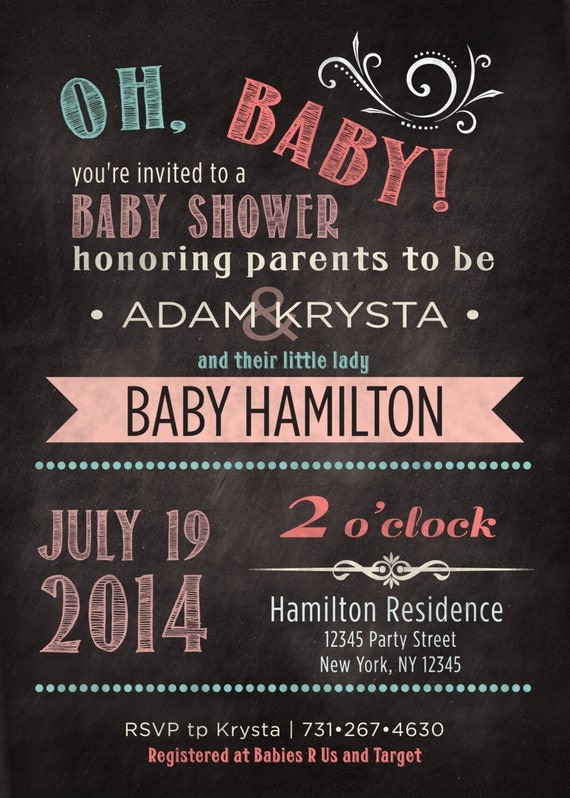 Baby girl shower invitation Co-ed Baby by PaisleyDayneDesign