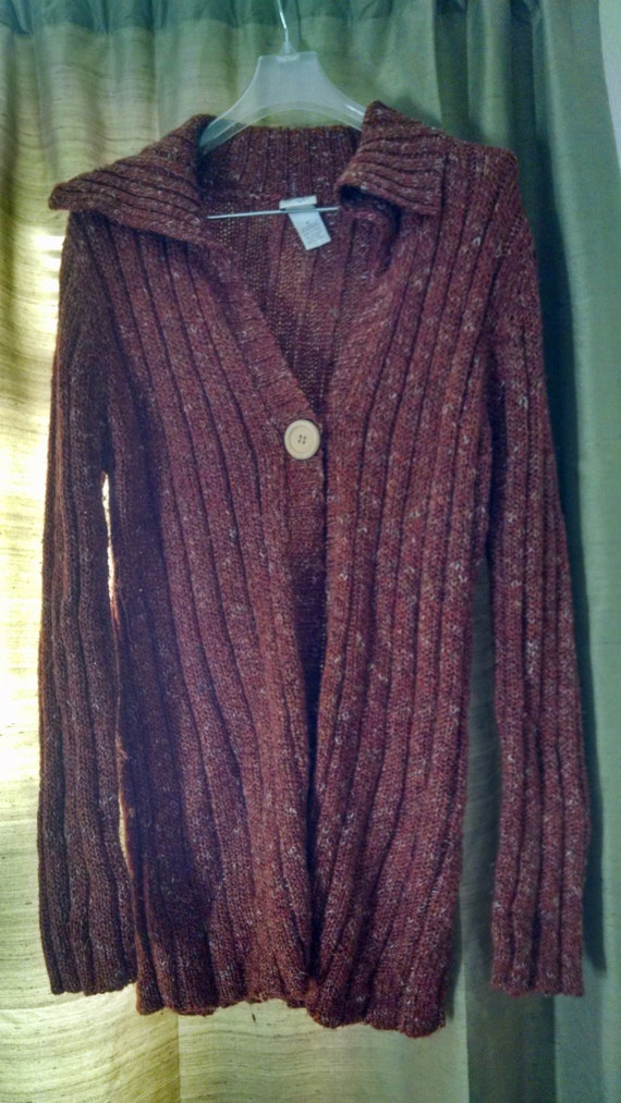 rust colored cardigan