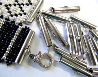 End Caps Slider Clasps, One Inch, Silver Color, Loom Bead Patterns, Loom Findings, 6 or 12 Pack, 26 MM, Look Is Clean and Neat