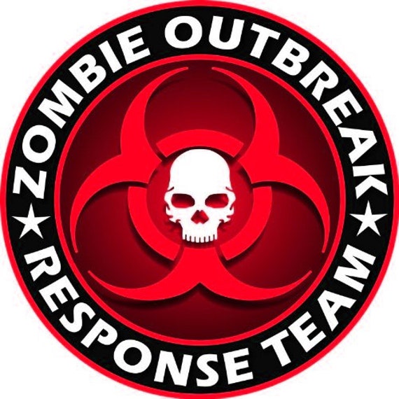 Zombie Outbreak Response Team RED Skull 5 inch PRINTED Vinyl