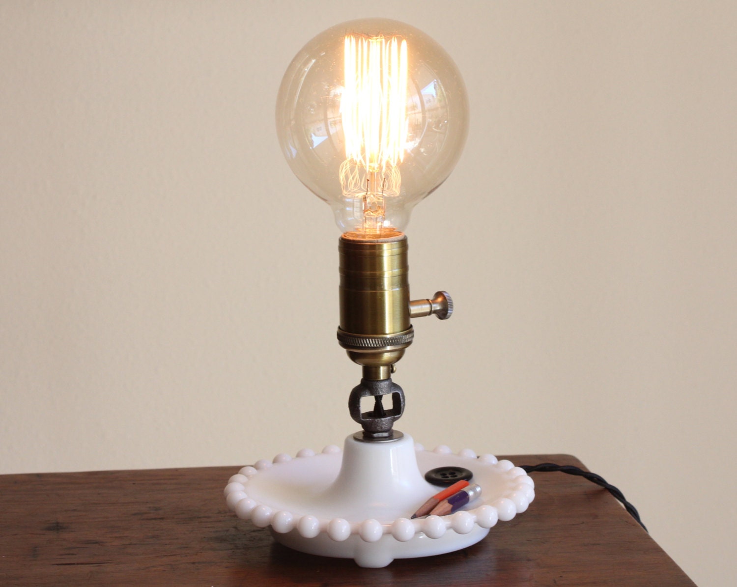 Steampunk lamp Edison bulb bedside table desk by