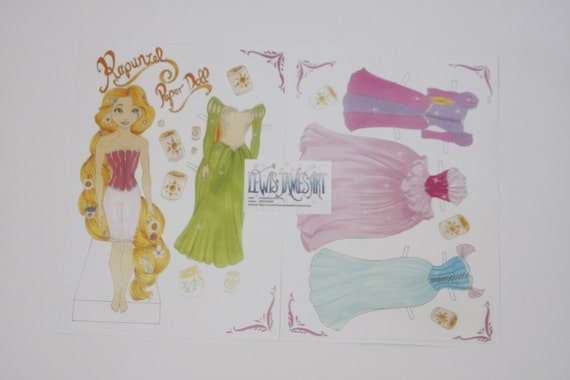 Items similar to Rapunzel Paper Doll Paper Doll Printable Instant ...