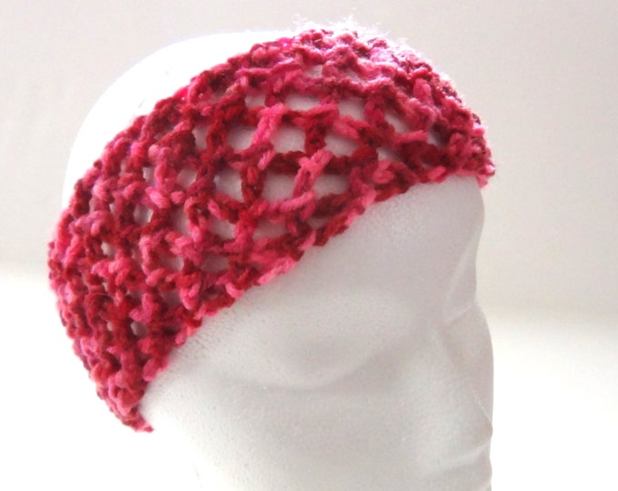 Headband - Crochet Headband - Red and Pink Headband