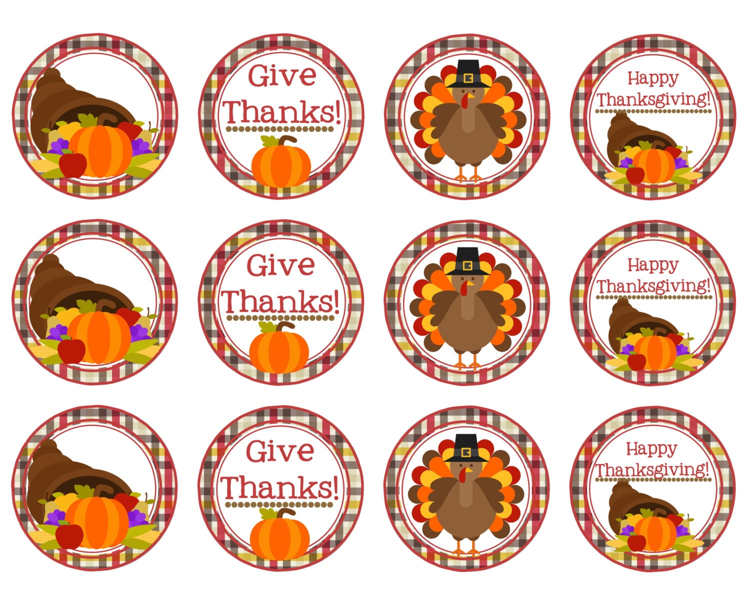 Printable Thanksgiving Cupcake Food Toppers Give Thanks