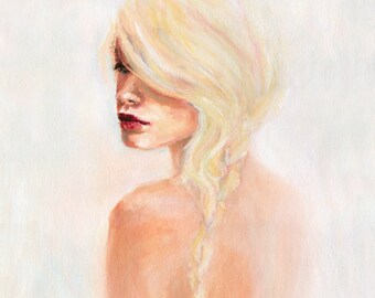 Original Oil Painting Framed - "Red Lips"