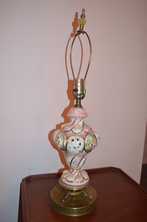 Vintage Capodimonte Italy MidCentury Porcelain Lamp