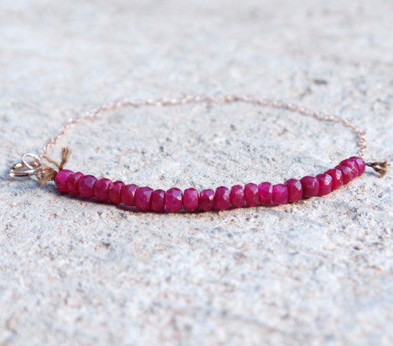 Items similar to Genuine ruby bracelet Raspberry pink gemstone