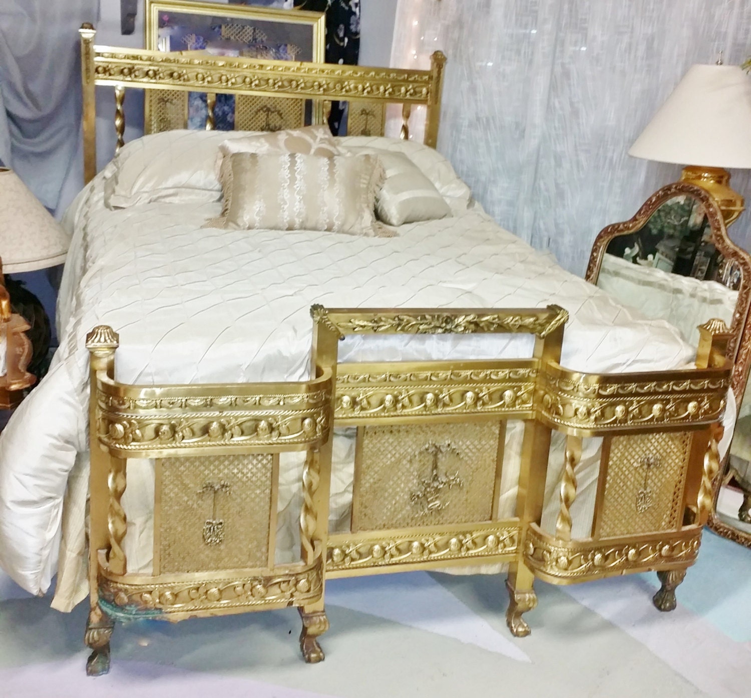 Stunning Vintage Authentic 1920's French Regal Bed