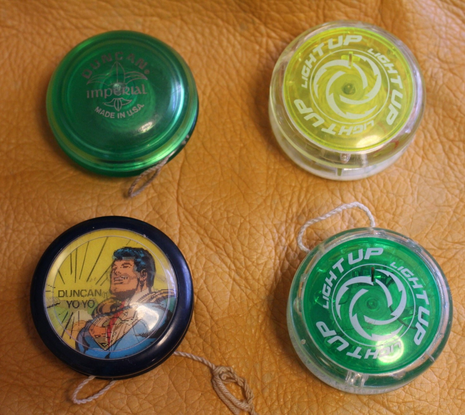 Vintage YoYos Four Duncan YoYos RARE Superman Light Up