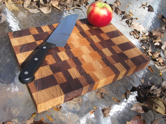 End Grain Cutting Board With Walnut Hickory White Oak And Red 