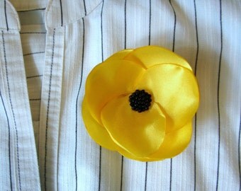 Yellow flower brooch, Brooch flower, Yellow brooch, Yellow Hair flower, Hair pin, Boho flower, Yellow flower, Sunny flower