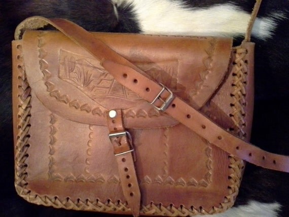 tooled leather crossbody