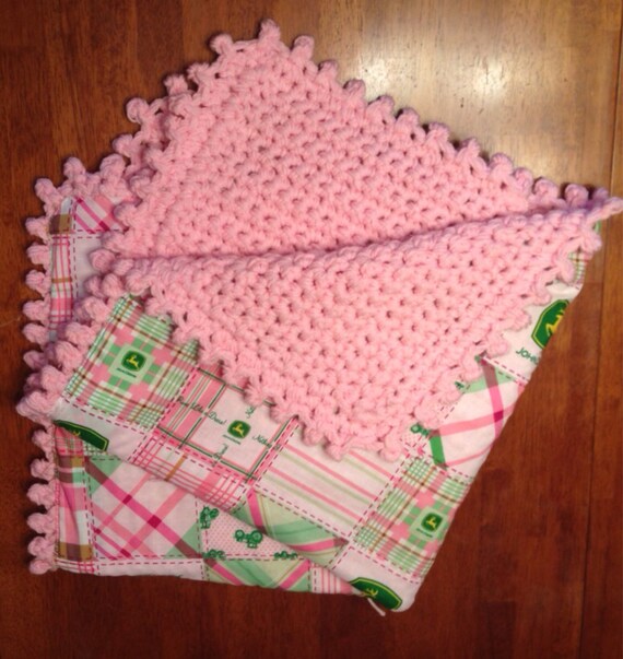 Crochet Fabric Lined Baby Blanket by DoubleStitchedInLove on Etsy