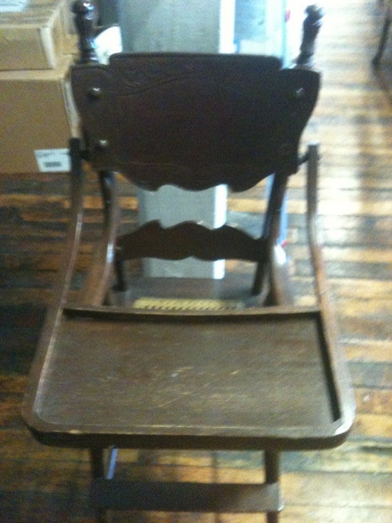 Antique Wooden Baby High Chair