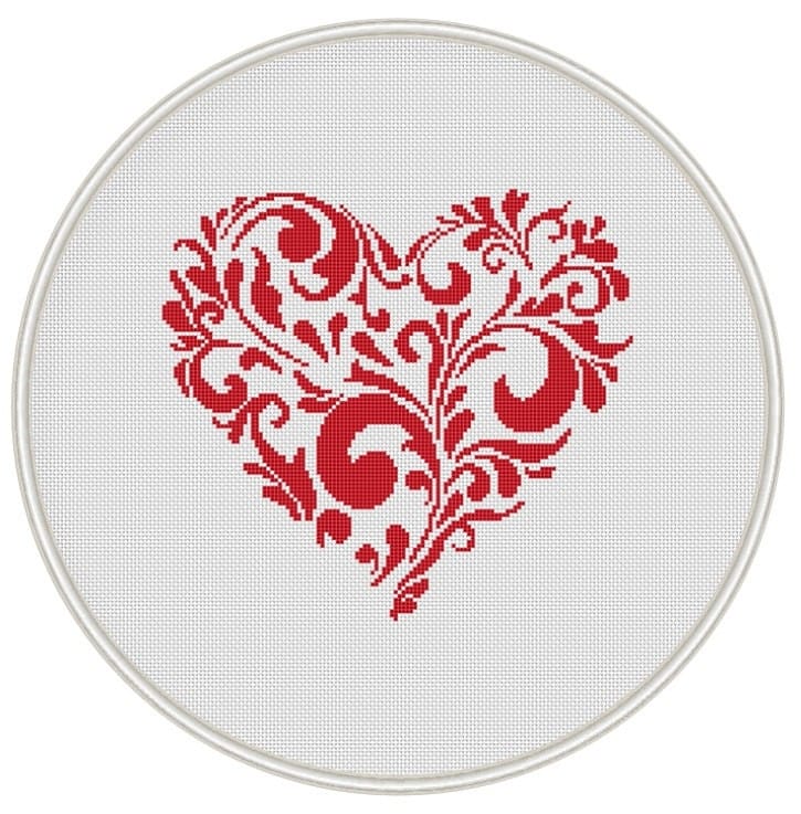 Heart cross stitch pattern Valentine cross stitch pattern