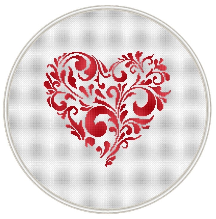 Heart cross stitch pattern Valentine cross stitch pattern