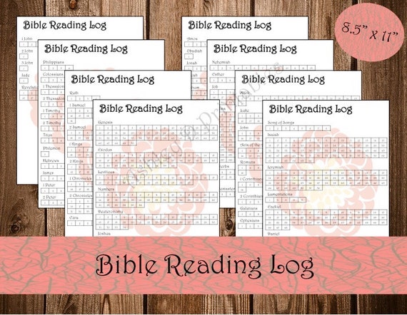 Items similar to 8 Page Printable Bible Reading Log on Etsy