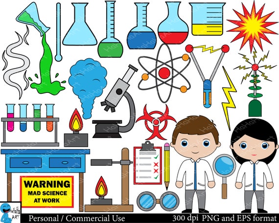 Mad scientist Set Clipart Digital Clip Art Graphics by HaHaHaArt