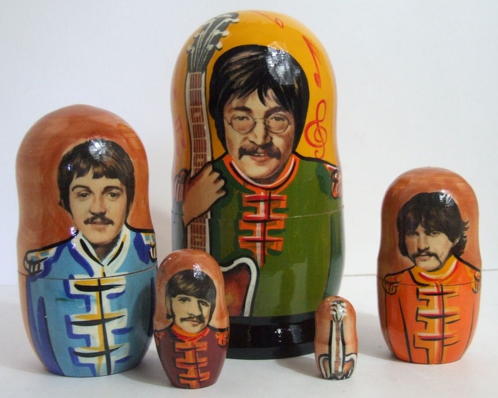 5pcs Handmade Russian Nesting Doll of The Beatles Large 7.25