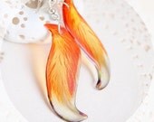 Orange Fox Tail Resin transparent earrings - Fox Jewelry - Fire Fox Earring -Animal Earrings - Fire Fox Tail Valentines Gift