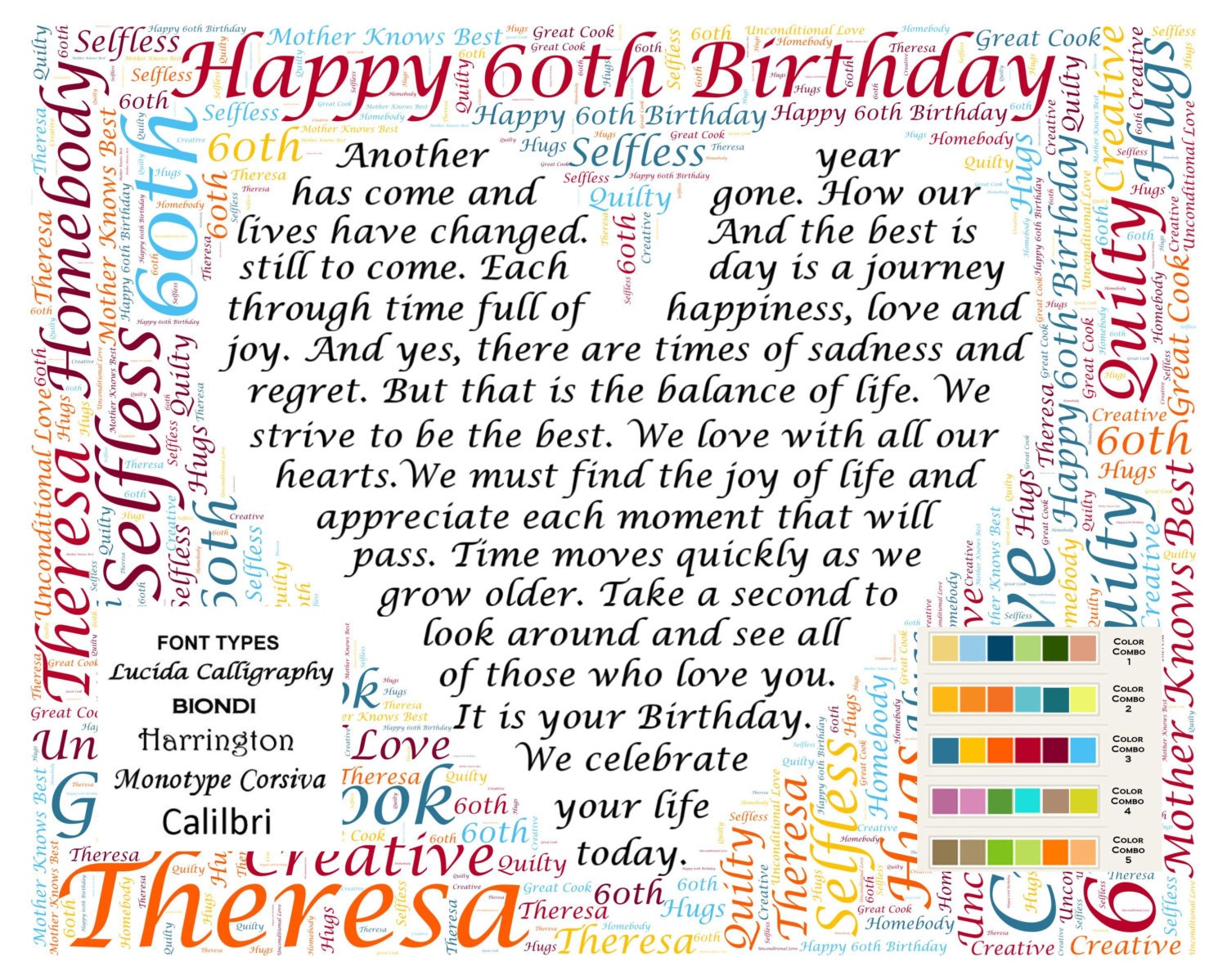 Personalized 60th Birthday Gift Poem 60th Birthday Gift Word