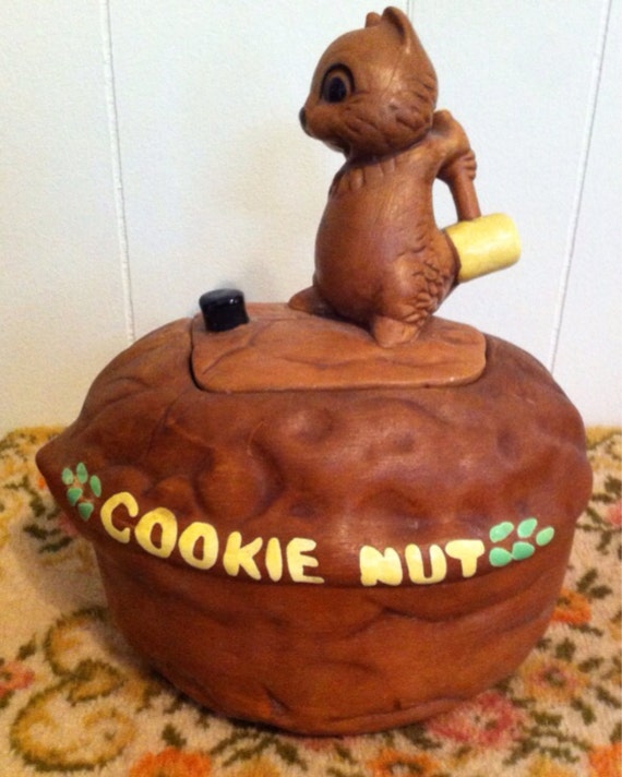 Vintage Nut & Squirrel Cookie Jar/ Twin by HuckleberrySquirrel
