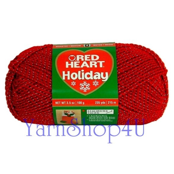 Holiday Red Heart Yarn Red Christmas Yarn Red / Silver 9040