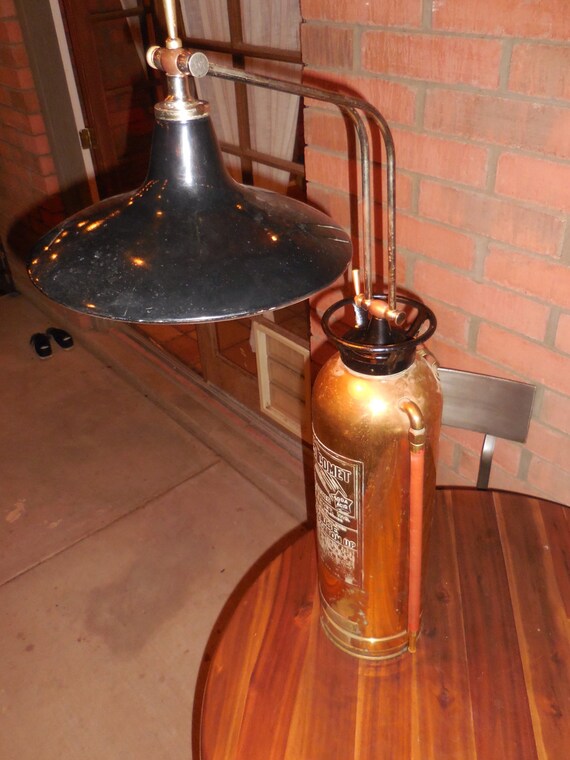 Vintage Brass Red Comet Fire Extinguisher Lamp by RelicsReimagined